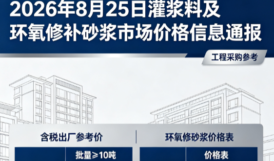 沾化2026年8月25日灌浆料及环氧修补砂浆市场价格信息通报